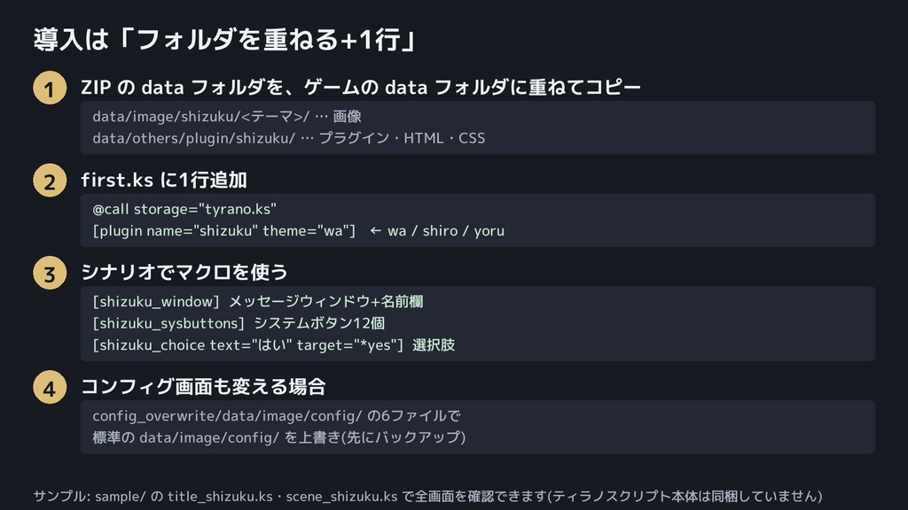 【ティラノスクリプト】ノベルゲーム UI素材『しずく』3テーマ|メッセージウィンドウ・選択肢・システムボタン・コンフィグ・セーブ/ロード画面+プラグイン【無料版あり】