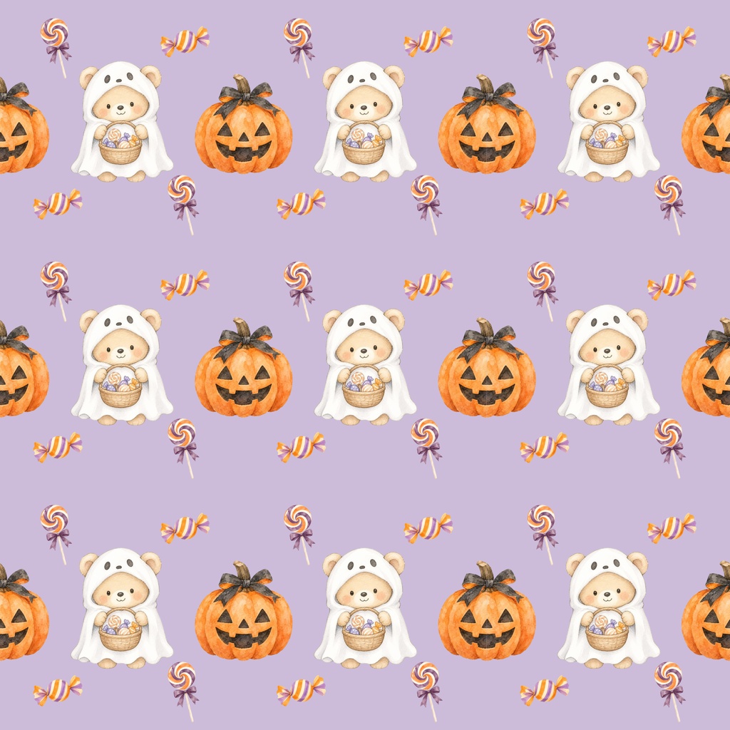 ハロウィンデジタルペーパー くまさんとパンプキン&キャンディ 3枚セット