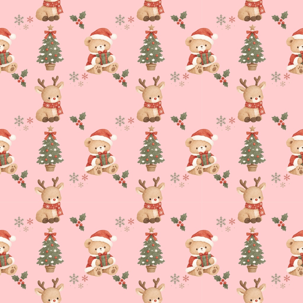 クリスマスデジタルペーパー くまサンタ トナカイ クリスマスツリー 3枚セット