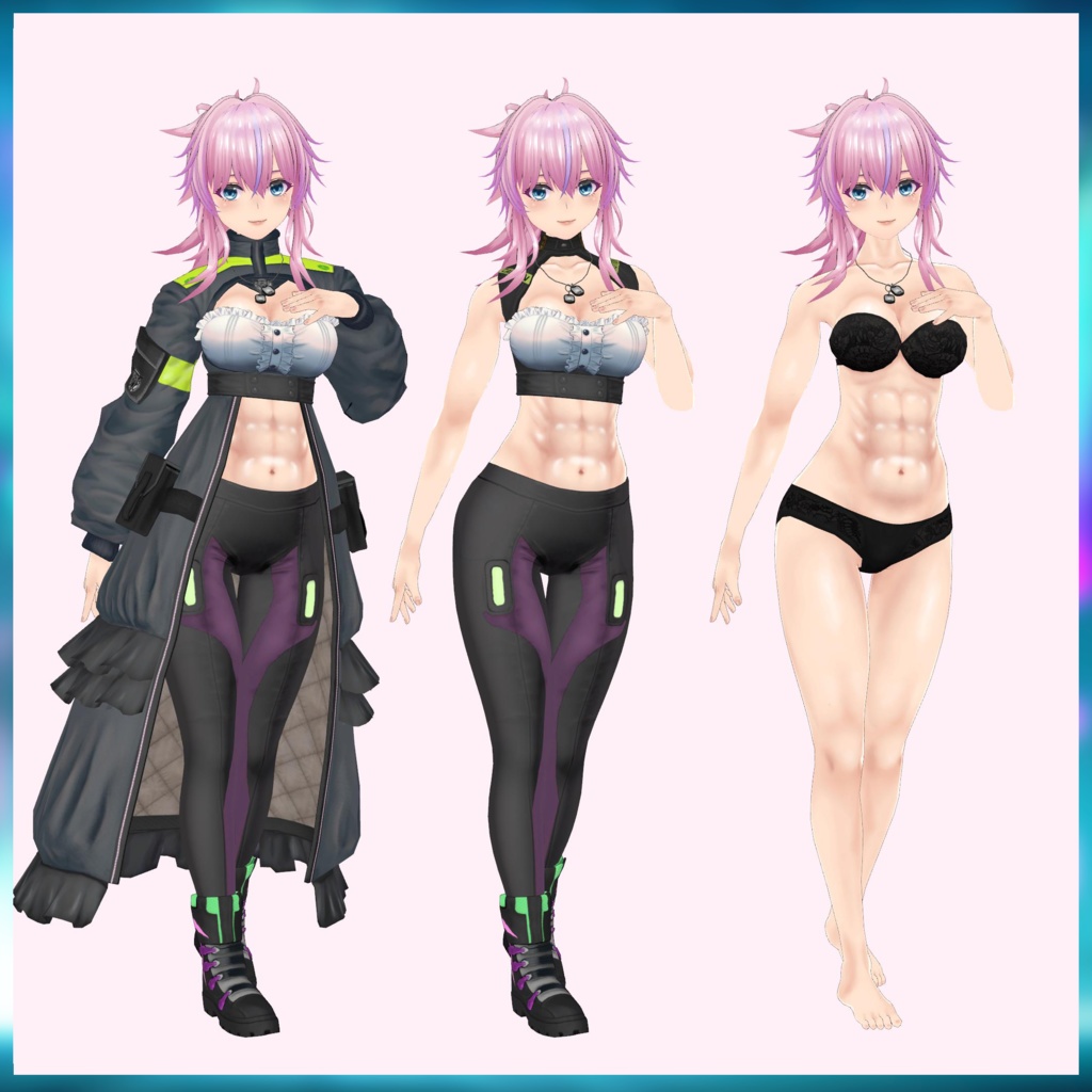 オリジナル3Dモデル 腹筋女子~ジークリッドさん~ blenderファイル付属