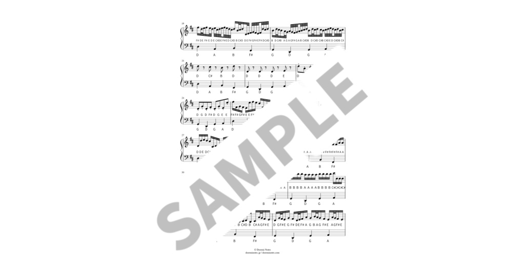 【ABC付き簡単ピアノ楽譜】カノン