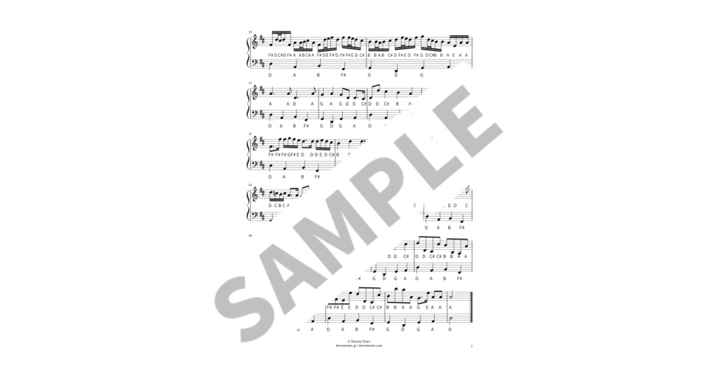 【ABC付き簡単ピアノ楽譜】カノン