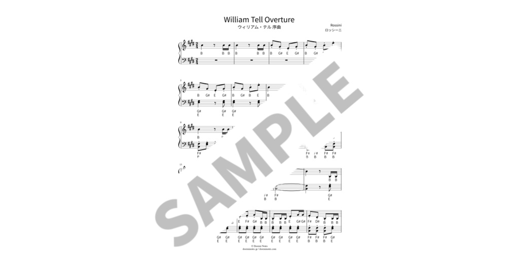 【ABC付き簡単ピアノ楽譜】ウィリアム・テル 序曲 / ロッシーニ