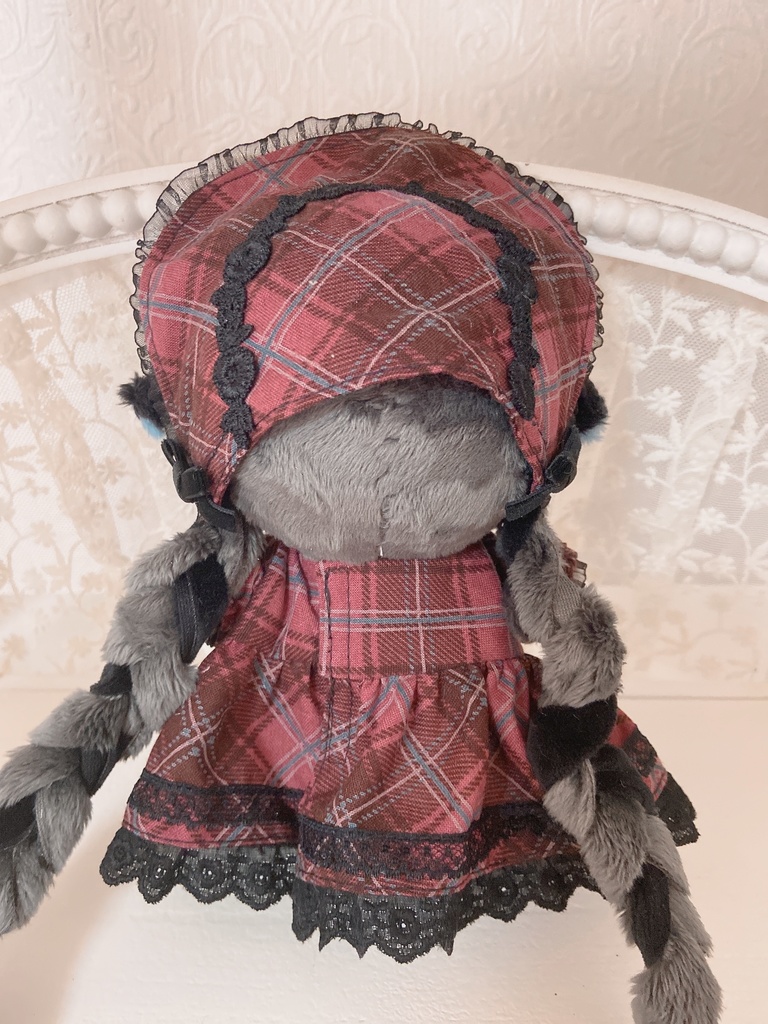 赤チェックワンピース