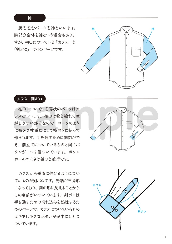 ワイシャツの描き方 1.構造編