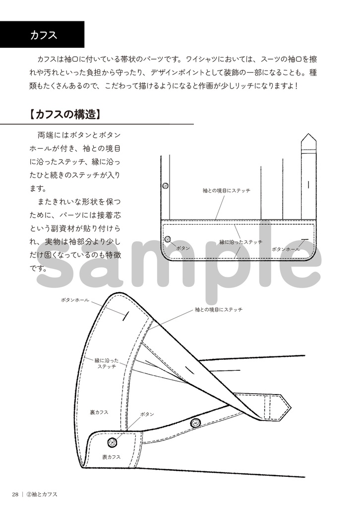 ワイシャツの描き方  4.ディティール編