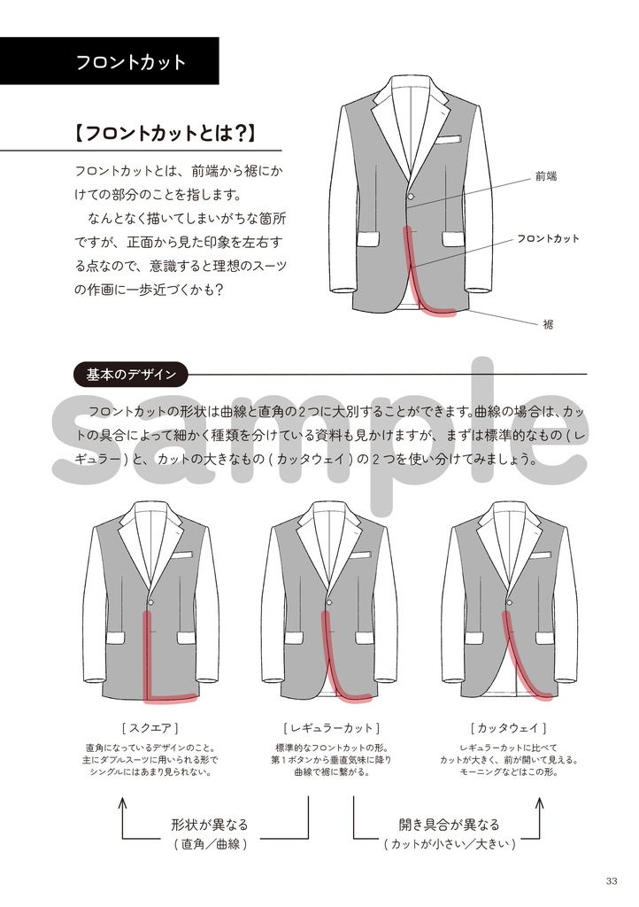 スーツの描き方 2.ジャケットのディティール編