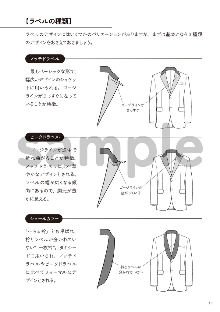 スーツの描き方 2.ジャケットのディティール編