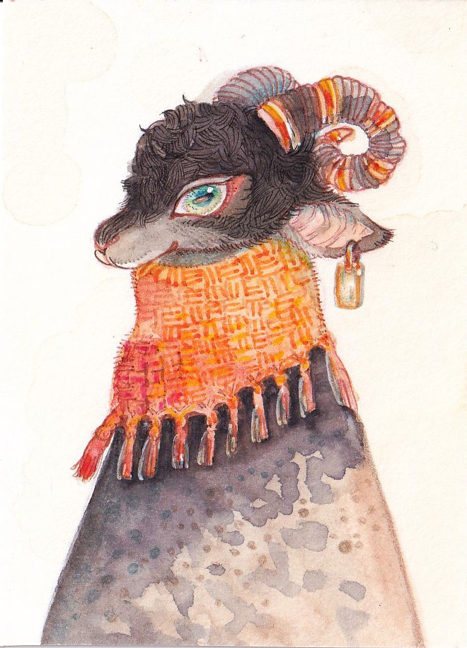 【原画】手編みのマフラー