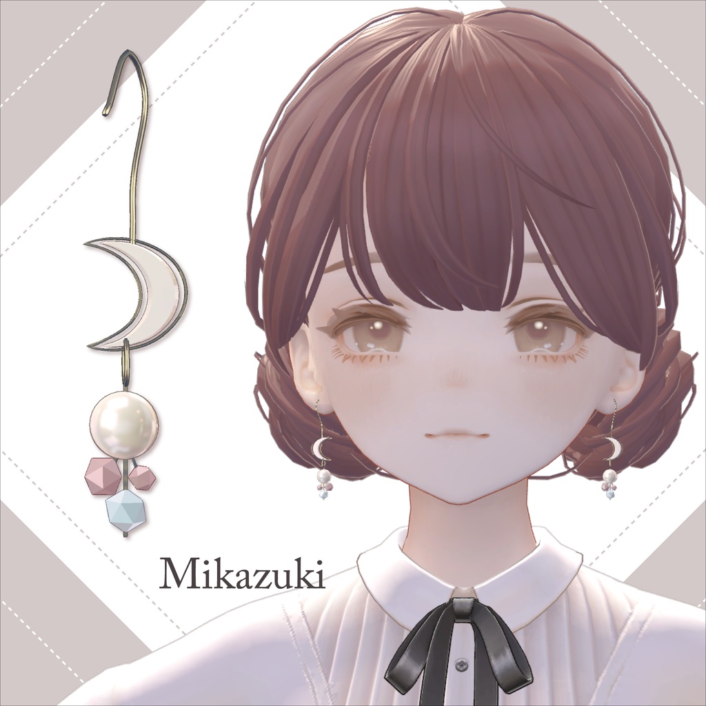 【VRChat用アクセサリー】Mikazuki&Ribbon Earring