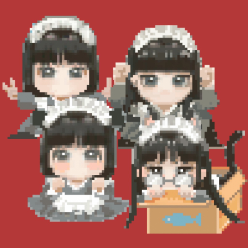【せーる】喫茶冥土ドット絵ステッカー4枚セット