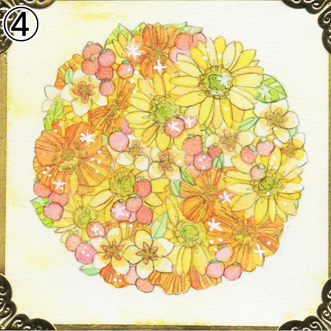 【4種】Flowers For Youシリーズ(豆色紙原画)