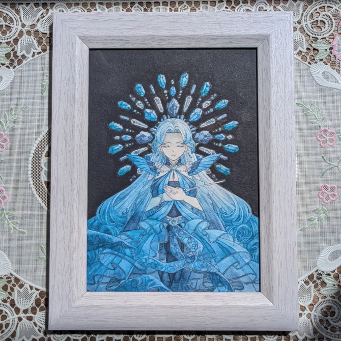 額装原画「クリスタルグリッド-Blue-」