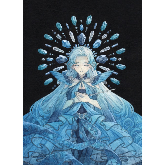 額装原画「クリスタルグリッド-Blue-」