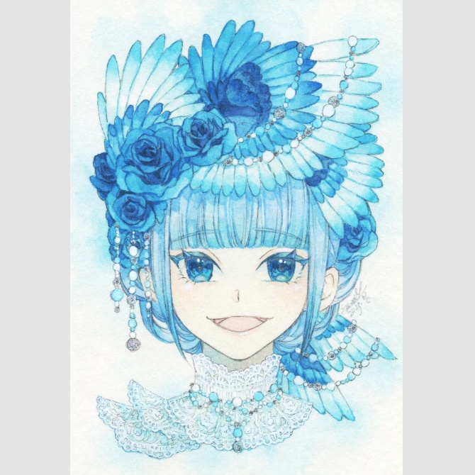 額装原画「青が羽ばたく」