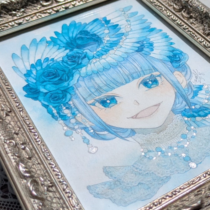 額装原画「青が羽ばたく」