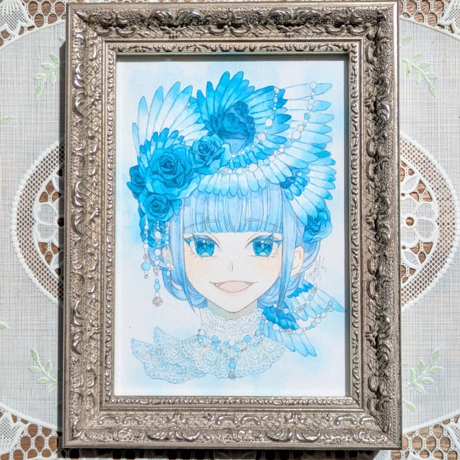 額装原画「青が羽ばたく」