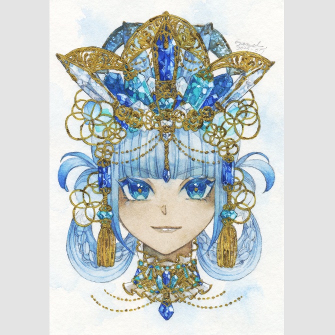 額装原画「青が煌めく」