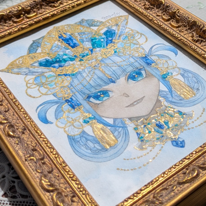 額装原画「青が煌めく」