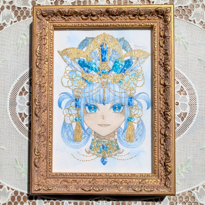 額装原画「青が煌めく」