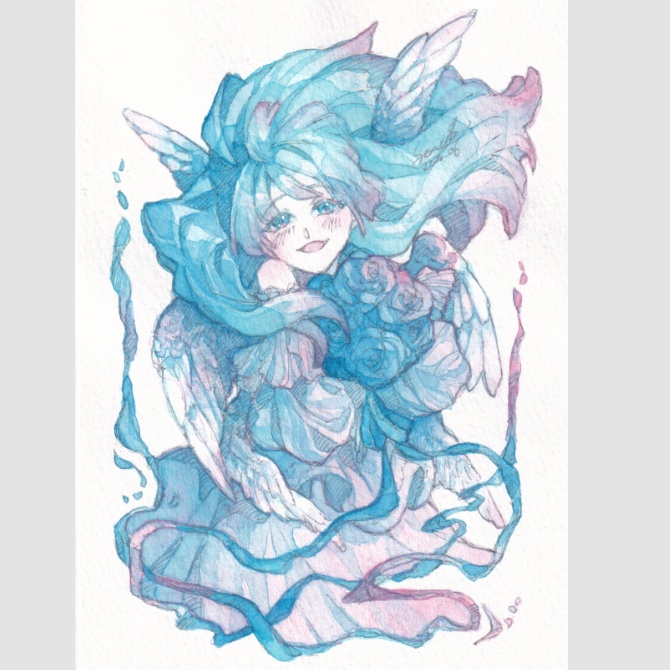 【新作】3色ドローイング原画「シェルティナ」