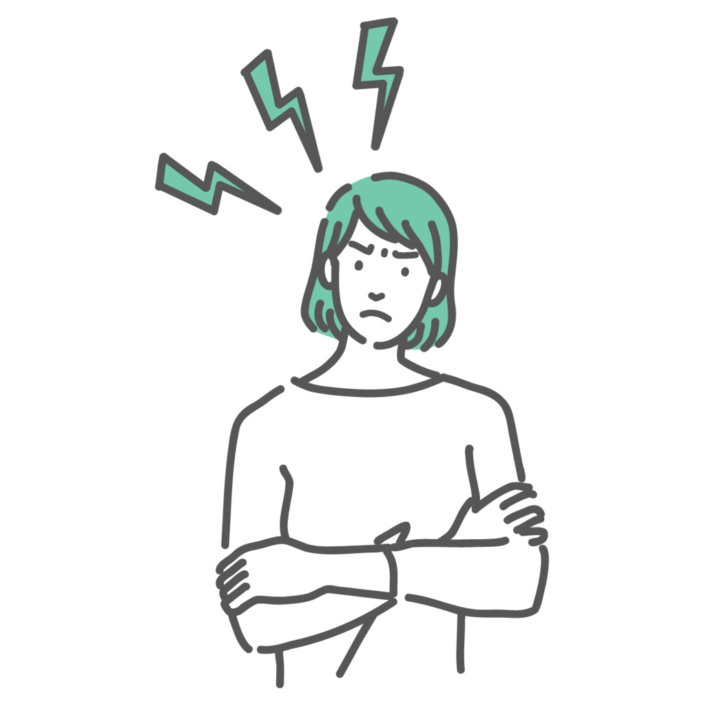 ストレスやPMSでイライラしている（怒っている）女性のイラスト