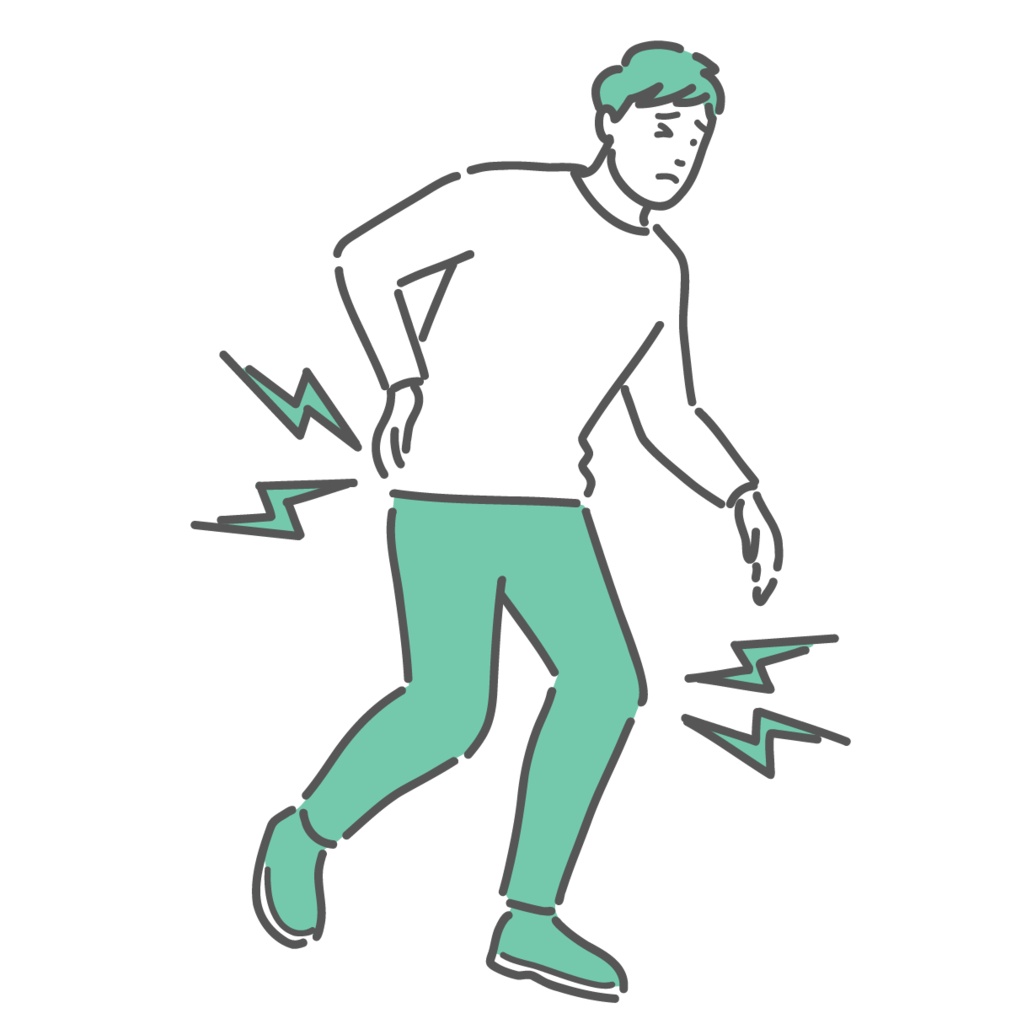 激しい関節痛・筋肉痛(全身の痛み)を訴える男性のイラスト