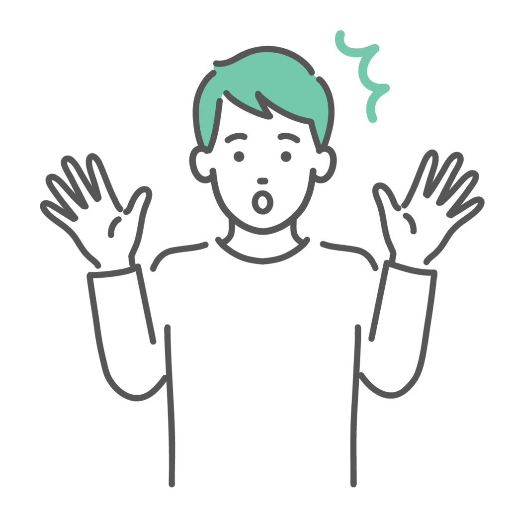 驚く・焦る若い男性のイラスト（ショック・上半身）