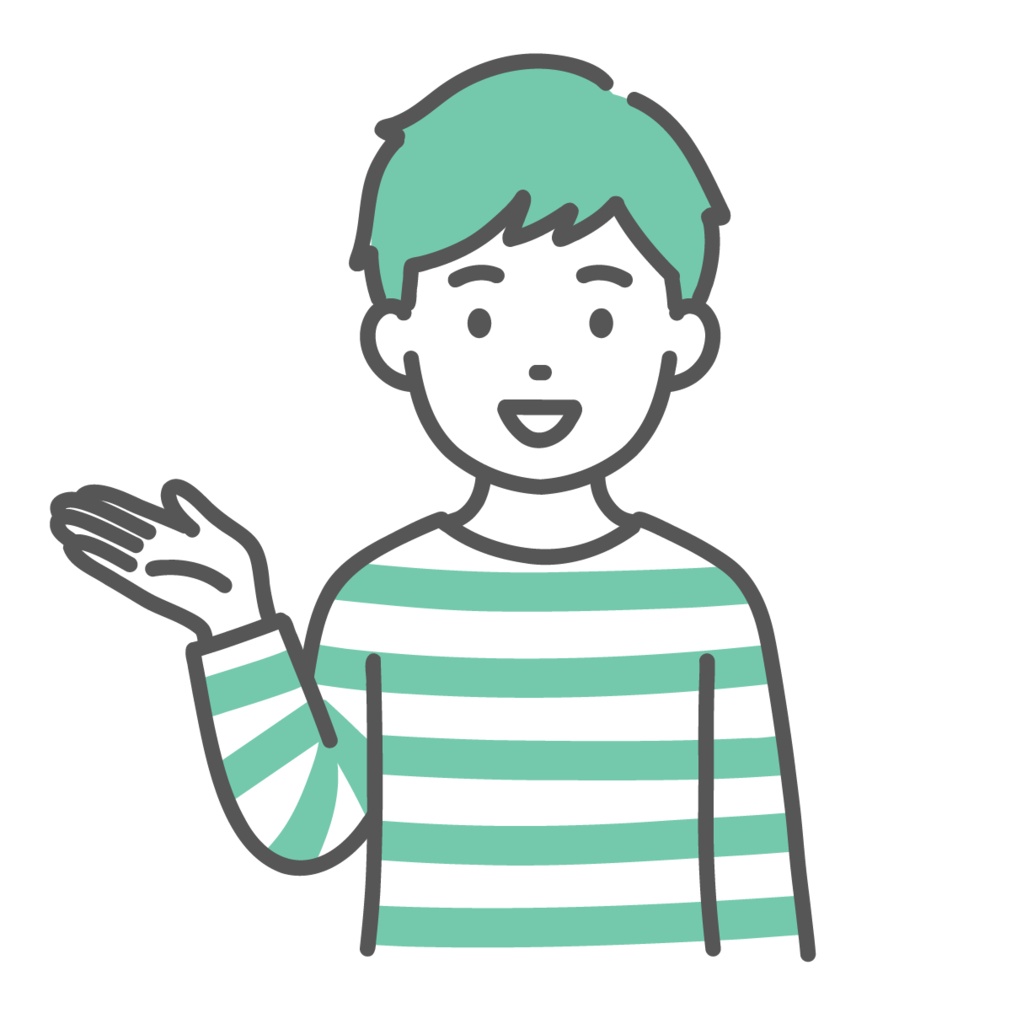 案内する・紹介する男の子（子ども）のイラスト（手のひら・上半身）