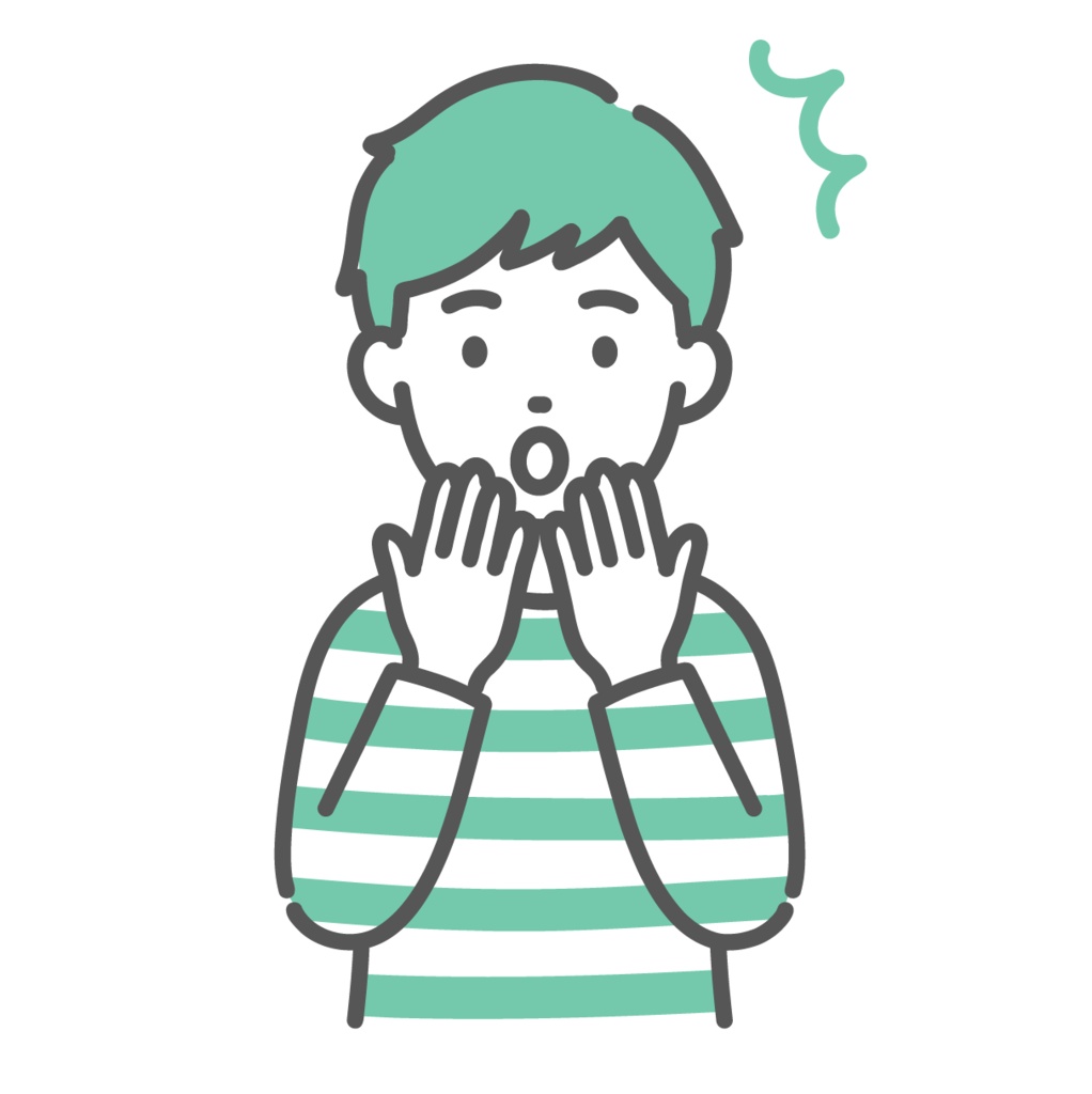 驚く・焦る男の子（子ども）のイラスト（ショック・上半身）