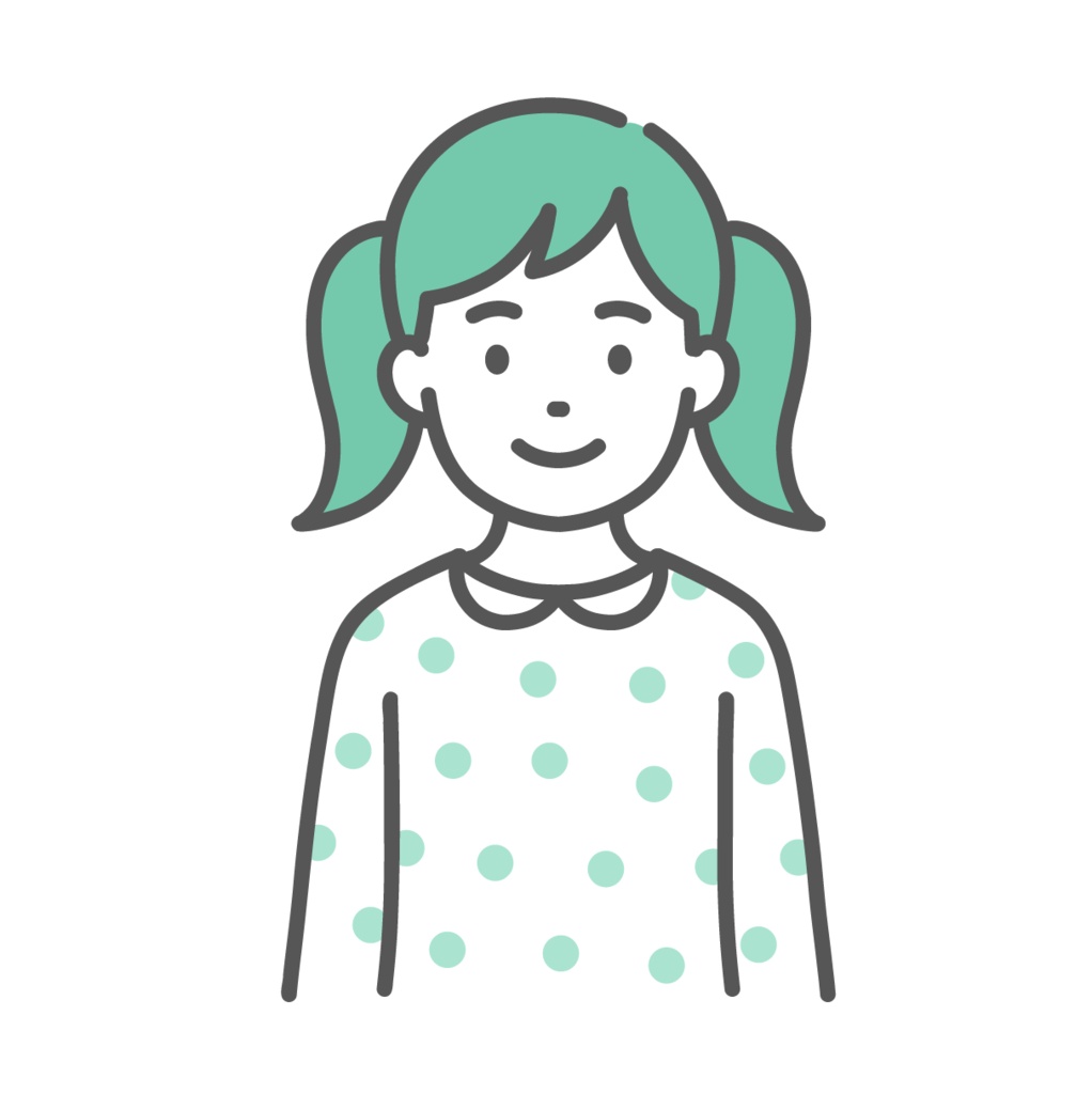 笑顔の女の子(子ども)のイラスト(正面・上半身)