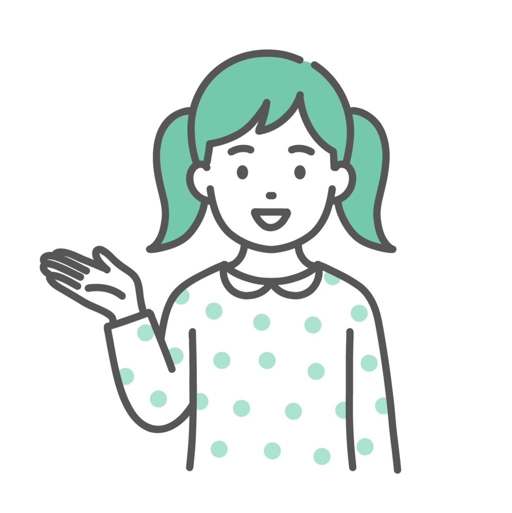 案内する・紹介する女の子（子ども）のイラスト（手のひら・上半身）