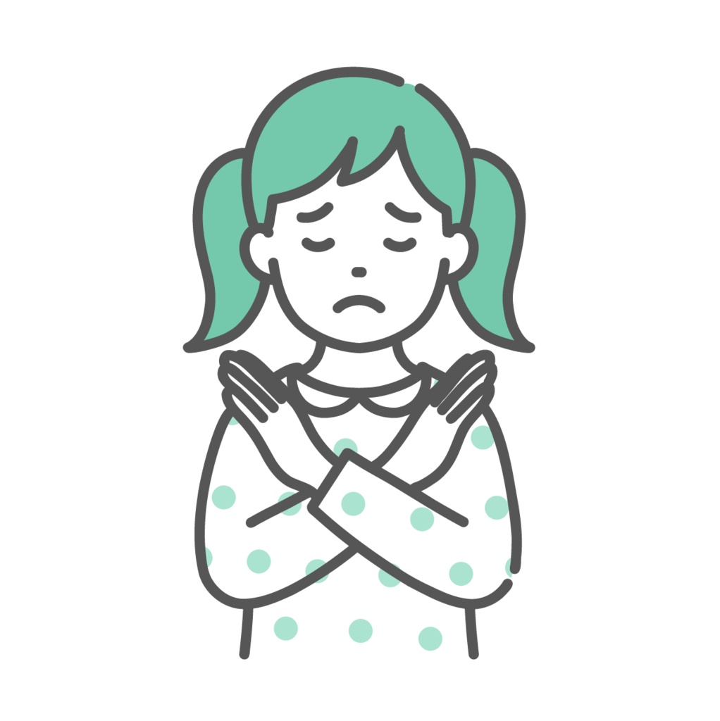 NGサインを出す女の子のイラスト（禁止・注意・上半身）