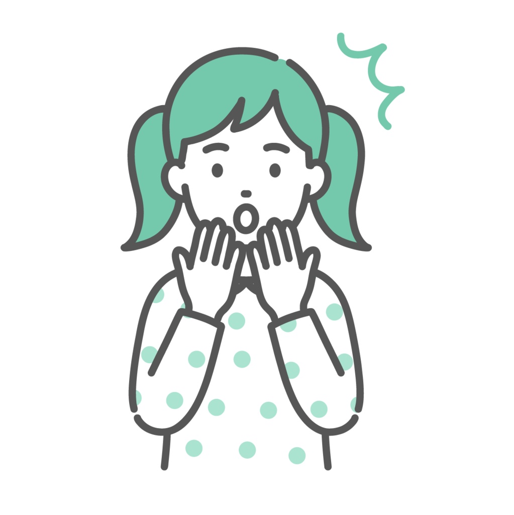 驚く・焦る女の子のイラスト（ショック・上半身）