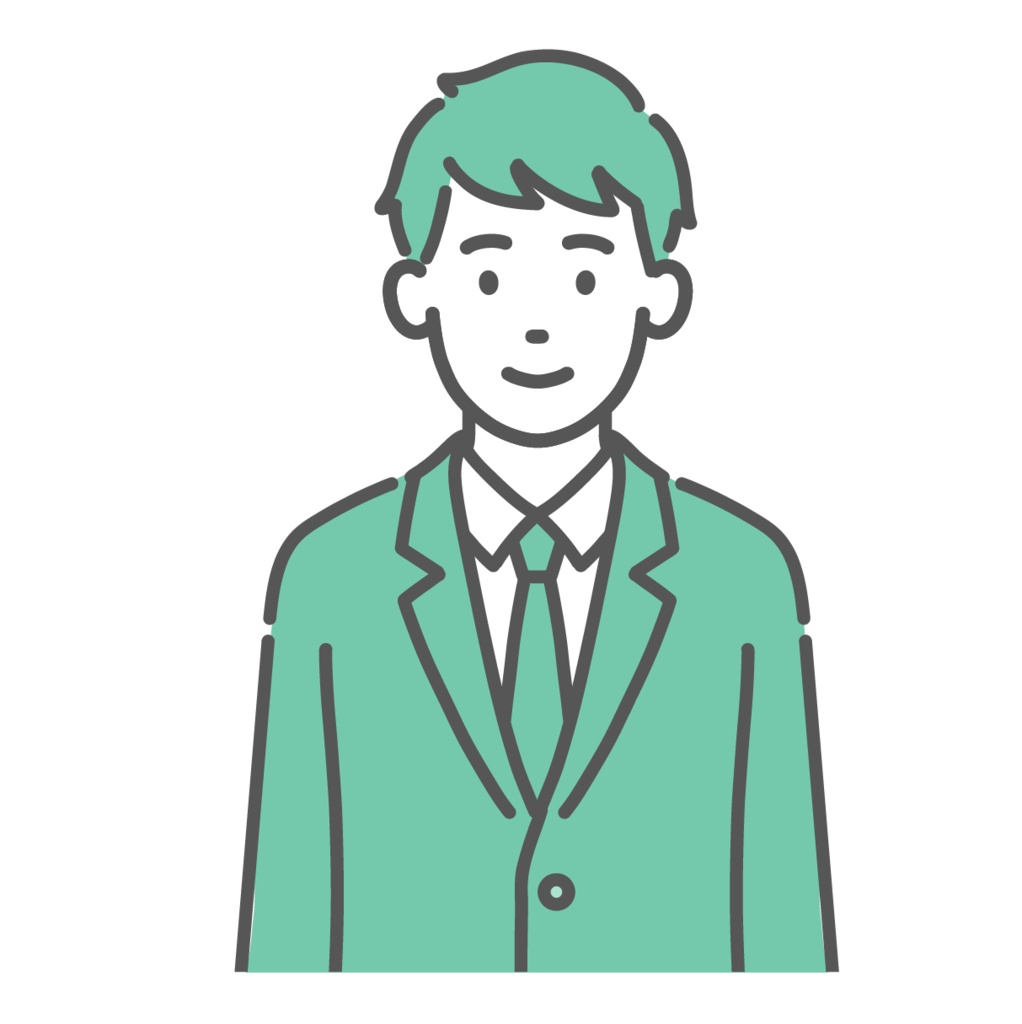 笑顔の10代男性(男子学生)のイラスト(正面・上半身)