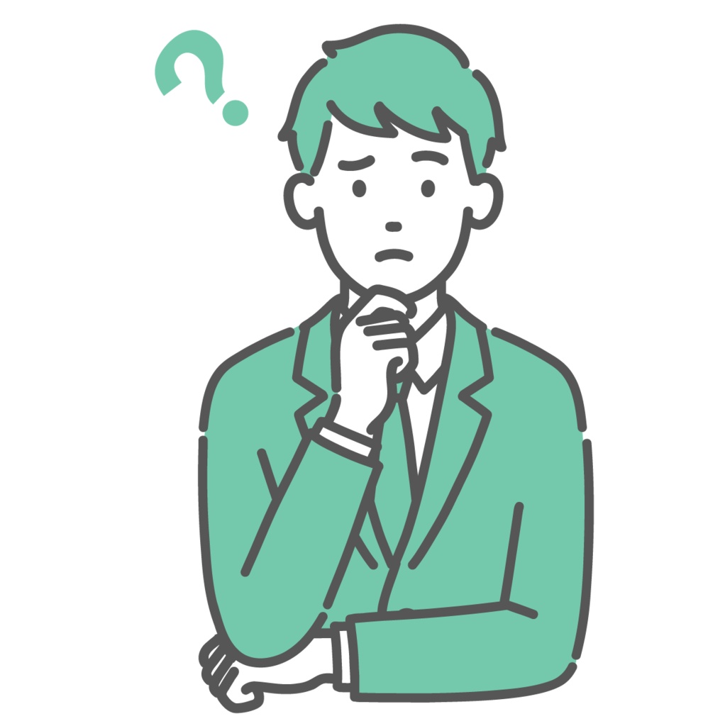 悩む・考える10代男性(男子学生)のイラスト(ハテナマーク・上半身)