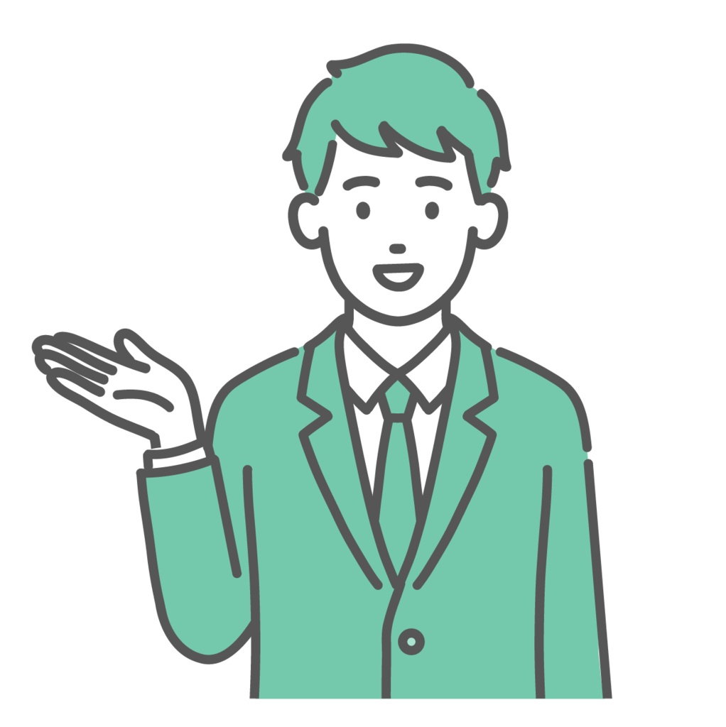 案内する・紹介する10代男性（男子学生）のイラスト（手のひら・上半身）