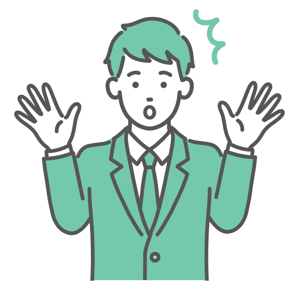 驚く・焦る10代男性（男子学生）のイラスト（ショック・上半身）