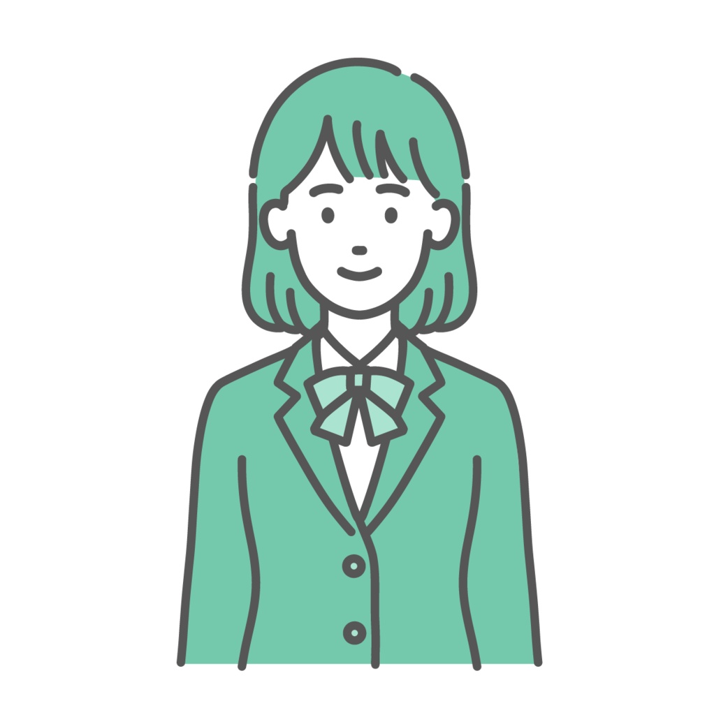 笑顔のティーン女性・女子学生のイラスト（制服・上半身）