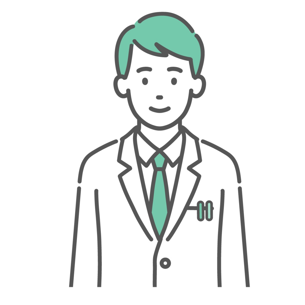 笑顔の男性医師のイラスト(正面・上半身)