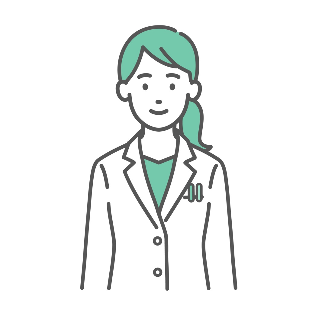 笑顔の女性医師・薬剤師のイラスト(白衣・正面)