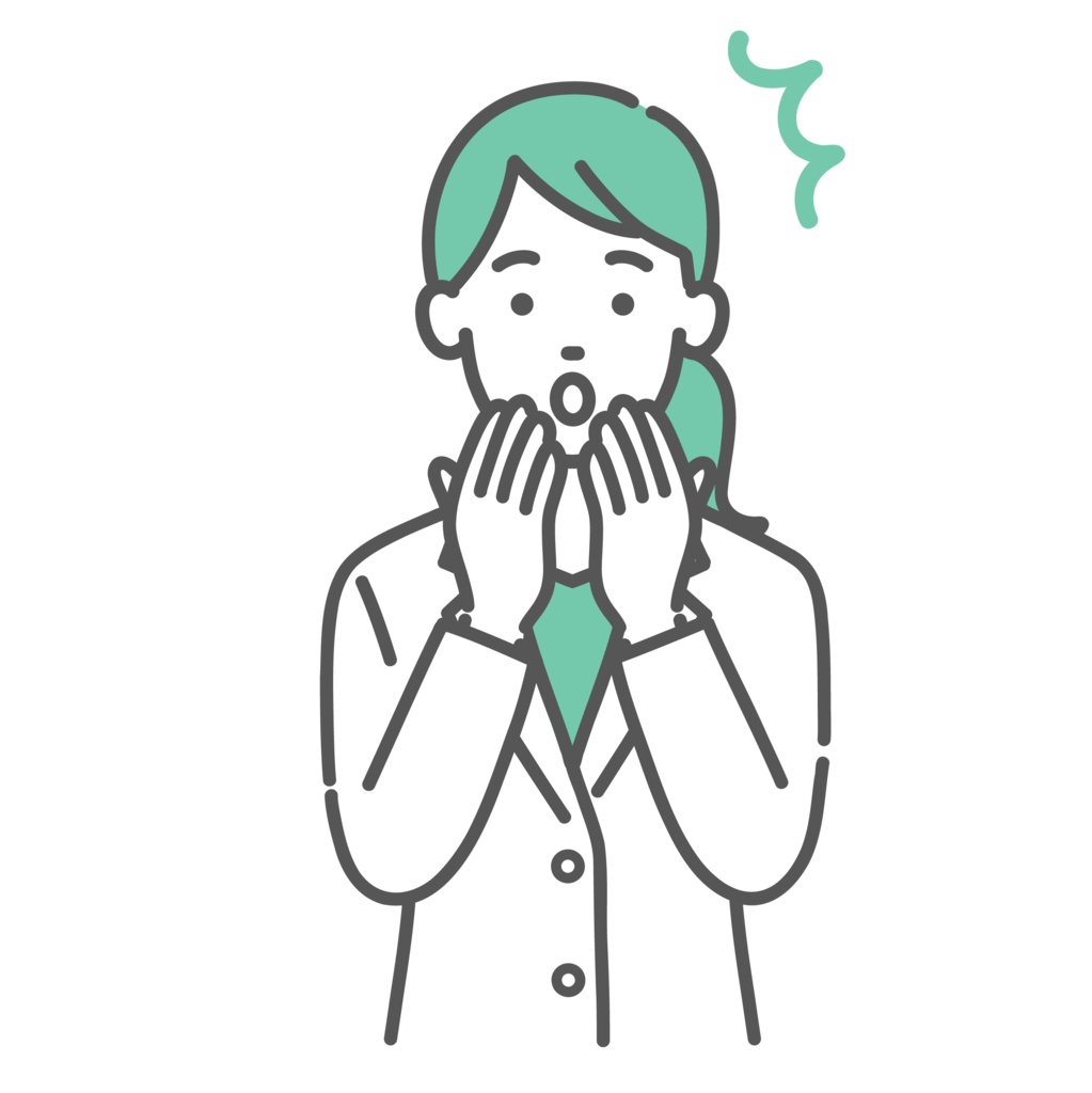 驚く女性医師・薬剤師のイラスト(ハッとする・ショック)