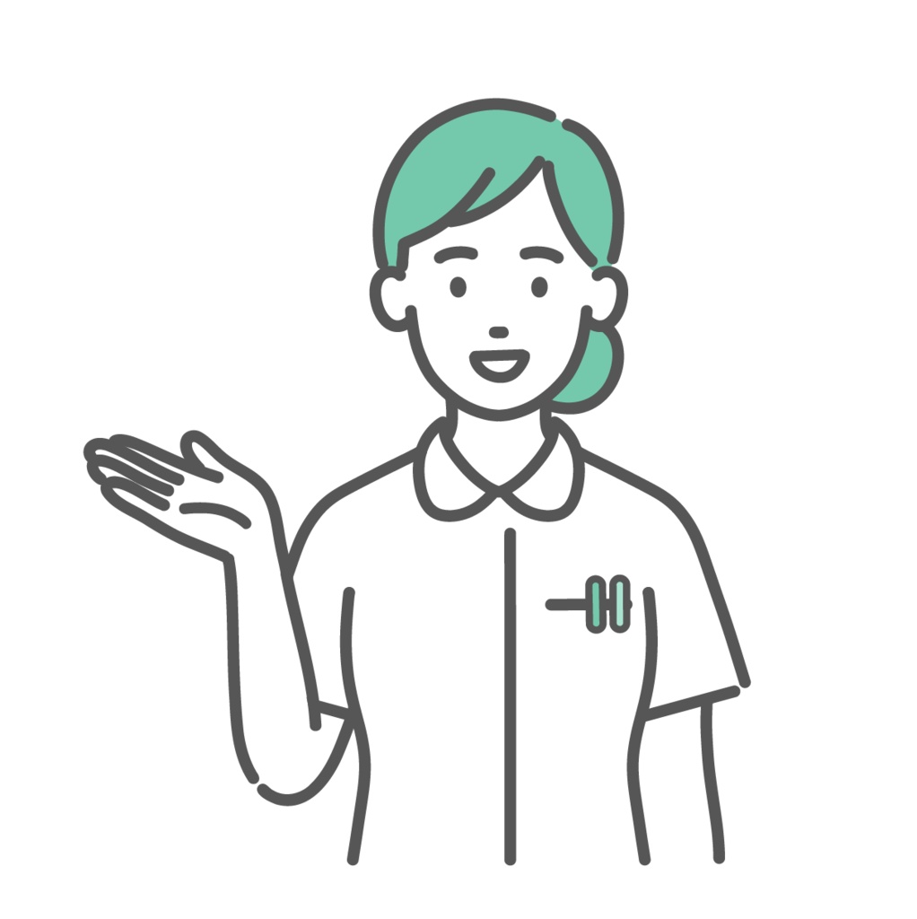 案内する女性看護師のイラスト(手のひら・紹介)