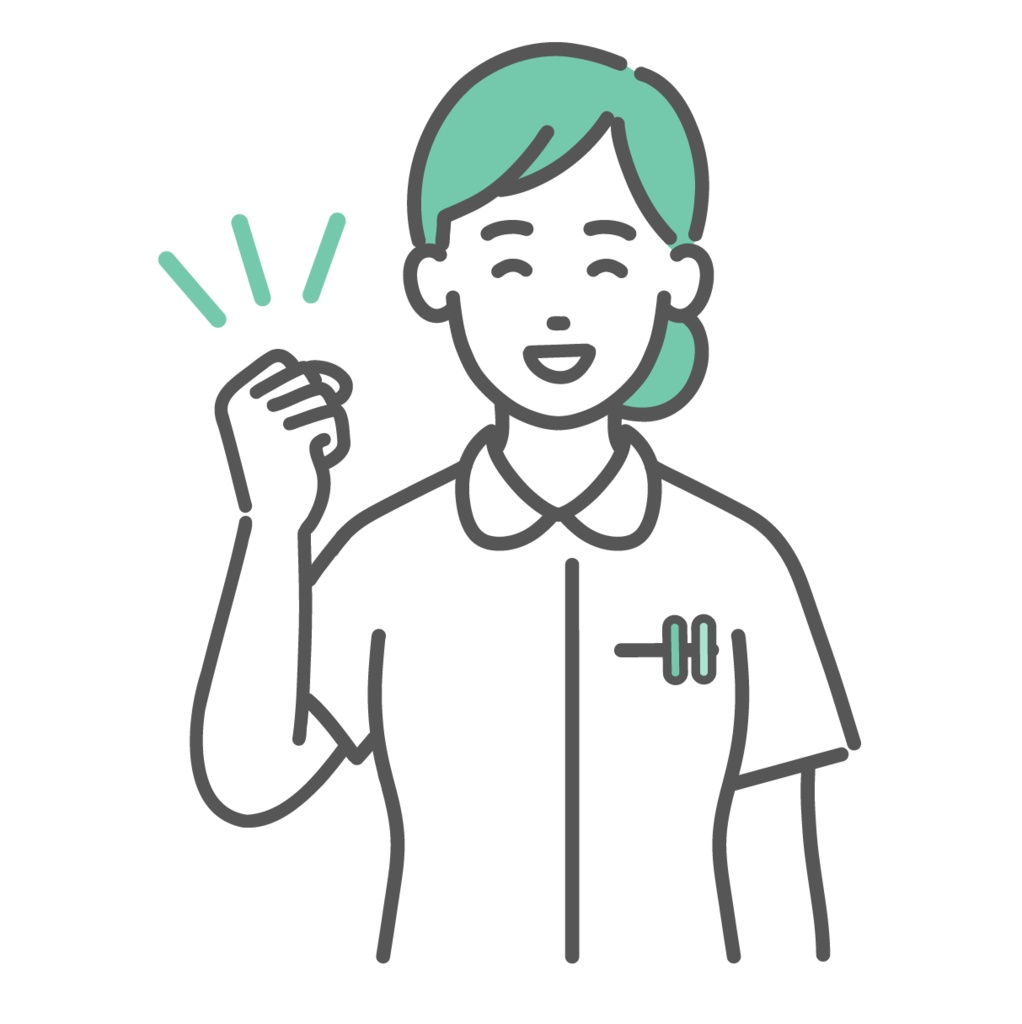 ガッツポーズをする女性看護師のイラスト(応援・達成)