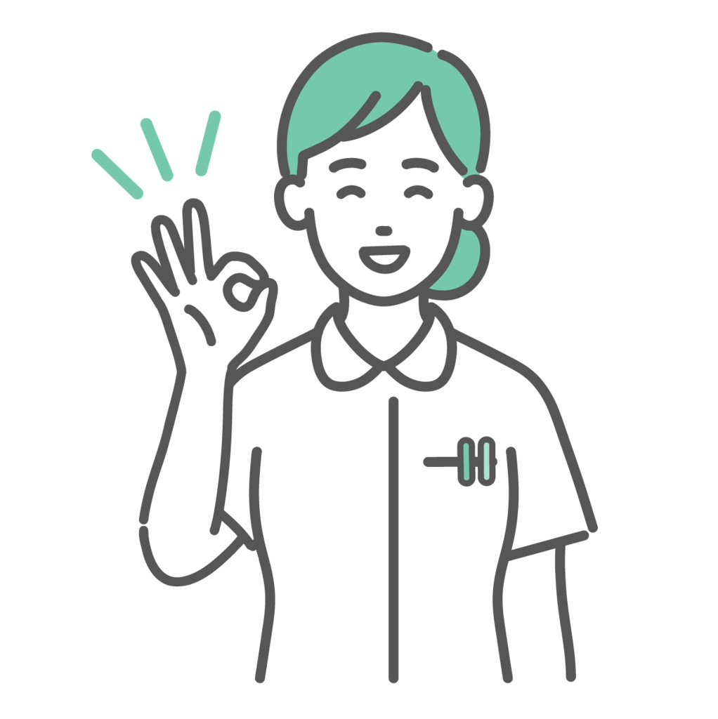 OKサインを出す女性看護師のイラスト(承認・大丈夫)