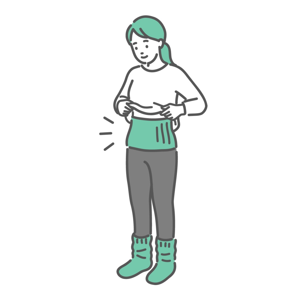 腹巻を着ける女性のイラスト（温活・冷え性対策）