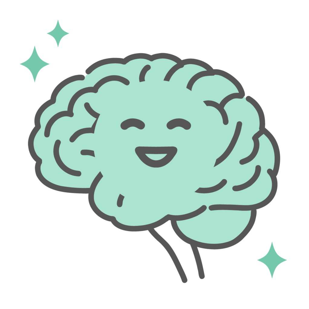 健康で活性化している脳のキャラクターイラスト（快調・集中力）