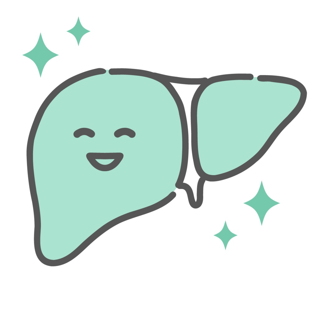 健康で元気な肝臓のキャラクターイラスト(正常・内臓)