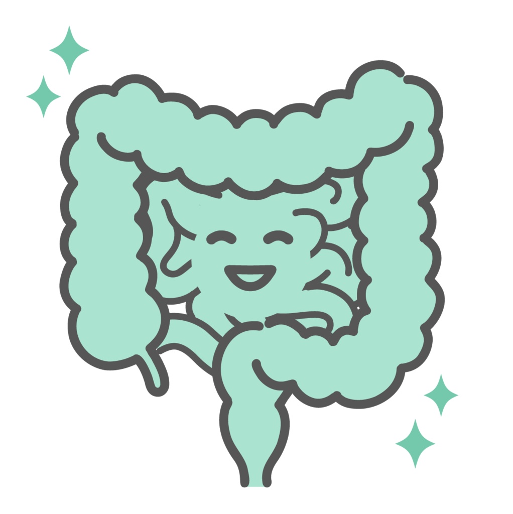 健康で元気な腸のキャラクターイラスト(正常・快便)