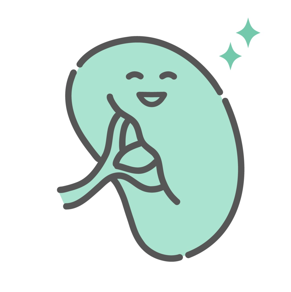 健康で元気な脾臓のキャラクターイラスト(正常・免疫機能)